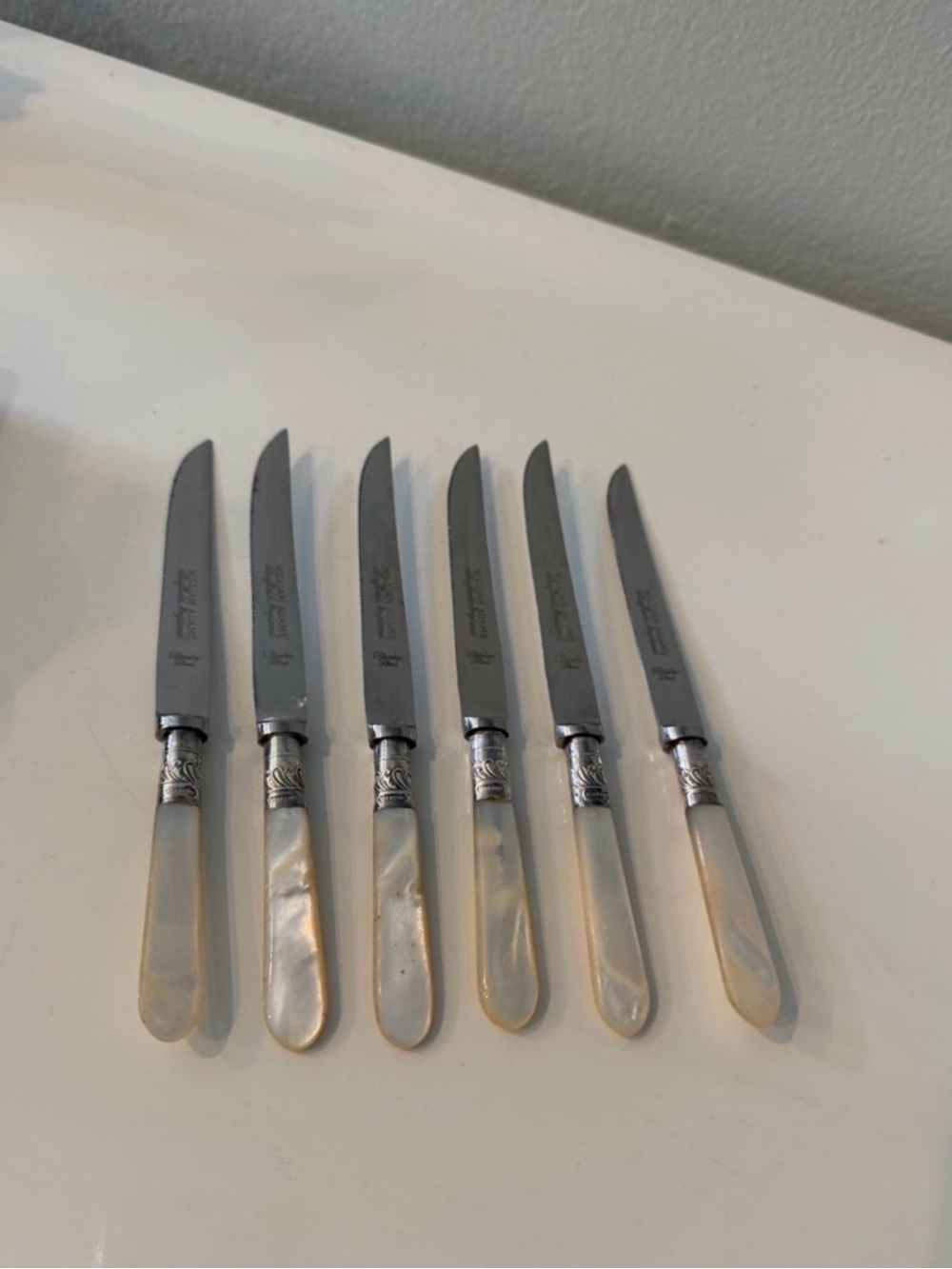 William Adam’s Mother-of-Pearl Handle Fruit Knife Set of 6-